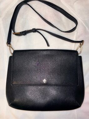 Tory Burch Black Saffiano Crossbody with Gold Hardware